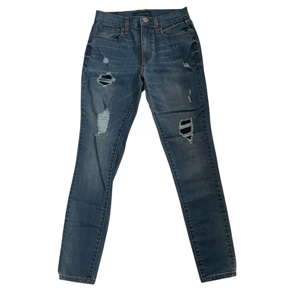 NWOT Aeropostale Solid Blue Distressed High Waisted Ankle Denim Jegging Jeans